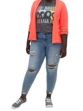 TORRID Crepe Drape Front Blazer. Plus Size: 2